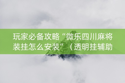 玩家必备攻略“微乐四川麻将装挂怎么安装”（透明挂辅助器)