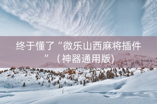 终于懂了“微乐山西麻将插件”（神器通用版)