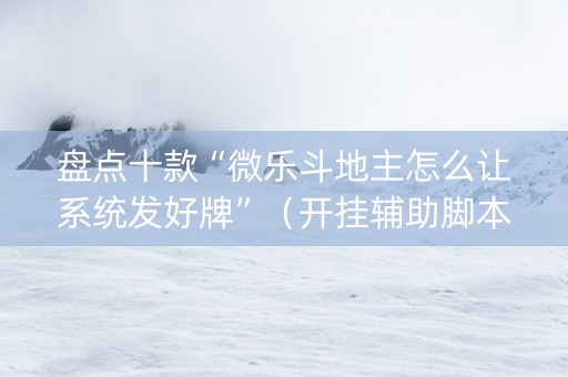 盘点十款“微乐斗地主怎么让系统发好牌”（开挂辅助脚本)