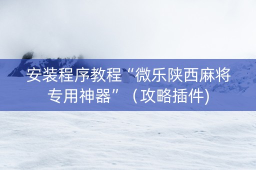 安装程序教程“微乐陕西麻将专用神器”（攻略插件)