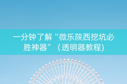 一分钟了解“微乐陕西挖坑必胜神器”（透明器教程)