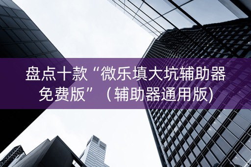 盘点十款“微乐填大坑辅助器免费版”（辅助器通用版)