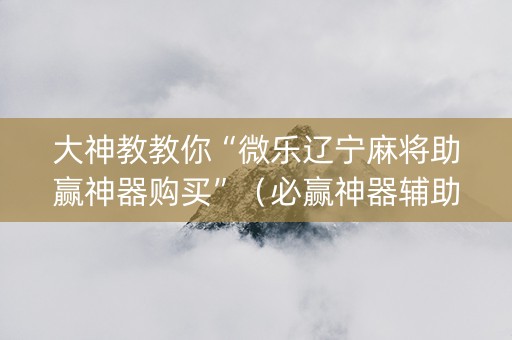 大神教教你“微乐辽宁麻将助赢神器购买”（必赢神器辅助器)
