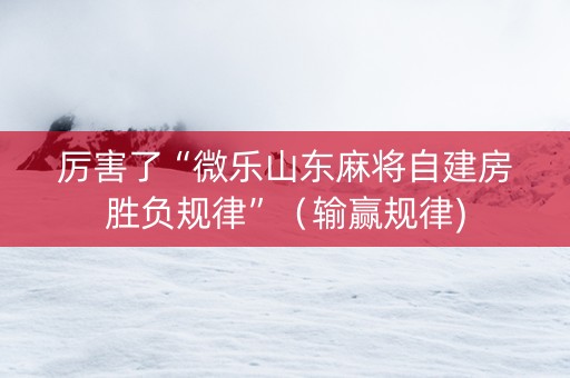 厉害了“微乐山东麻将自建房胜负规律”（输赢规律)