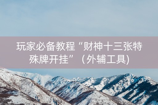 玩家必备教程“财神十三张特殊牌开挂”（外辅工具)
