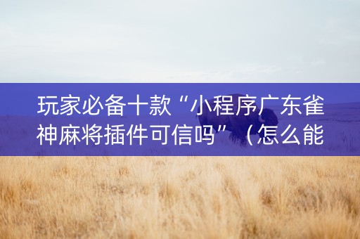 玩家必备十款“小程序广东雀神麻将插件可信吗”（怎么能让牌好一点)
