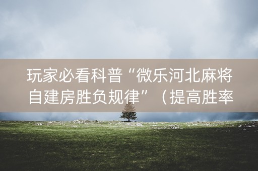 玩家必看科普“微乐河北麻将自建房胜负规律”（提高胜率技巧)