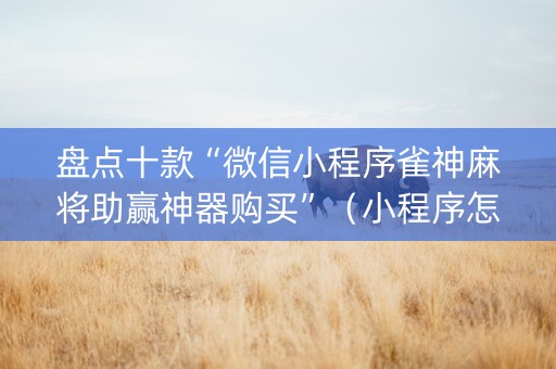 盘点十款“微信小程序雀神麻将助赢神器购买”（小程序怎么才会赢)