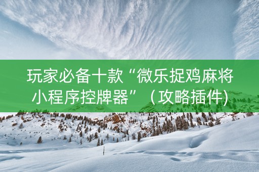 玩家必备十款“微乐捉鸡麻将小程序控牌器”（攻略插件)