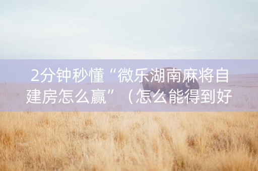 2分钟秒懂“微乐湖南麻将自建房怎么赢”（怎么能得到好牌)