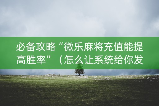 必备攻略“微乐麻将充值能提高胜率”（怎么让系统给你发好牌)