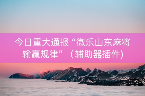 今日重大通报“微乐山东麻将输赢规律”（辅助器插件)