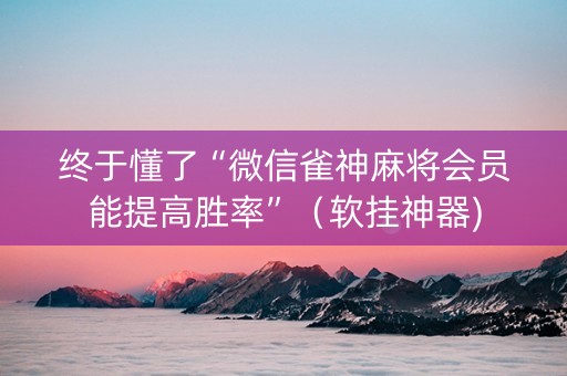 终于懂了“微信雀神麻将会员能提高胜率”（软挂神器)