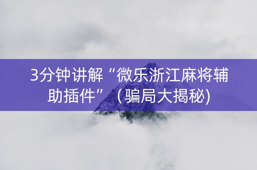 3分钟讲解“微乐浙江麻将辅助插件”（骗局大揭秘)