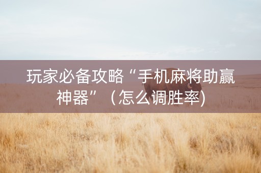 玩家必备攻略“手机麻将助赢神器”（怎么调胜率)