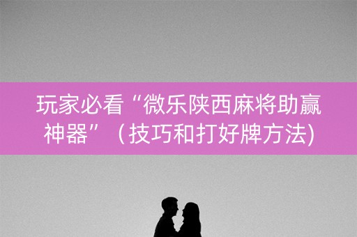 玩家必看“微乐陕西麻将助赢神器”（技巧和打好牌方法)