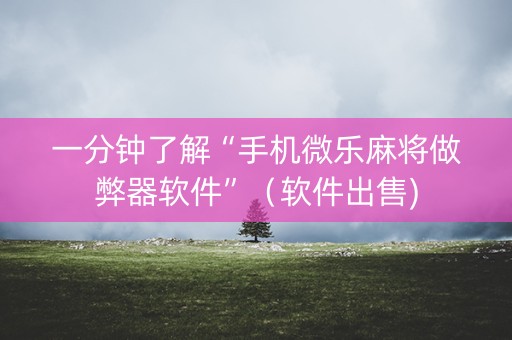 一分钟了解“手机微乐麻将做弊器软件”（软件出售)
