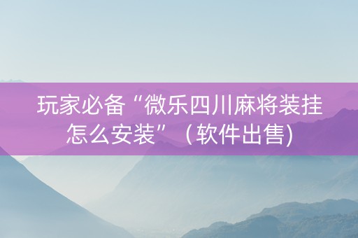 玩家必备“微乐四川麻将装挂怎么安装”（软件出售)