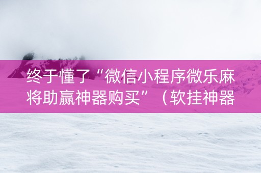 终于懂了“微信小程序微乐麻将助赢神器购买”（软挂神器)