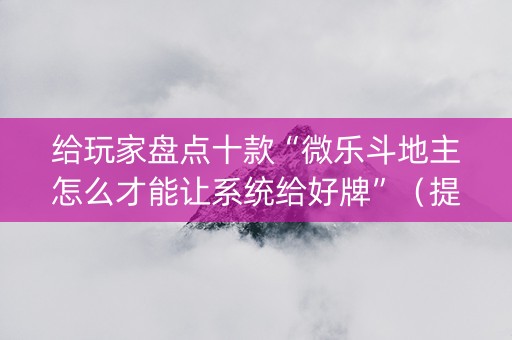 给玩家盘点十款“微乐斗地主怎么才能让系统给好牌”（提高胜率软件)