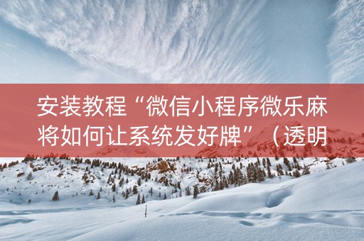 安装教程“微信小程序微乐麻将如何让系统发好牌”（透明器教程)