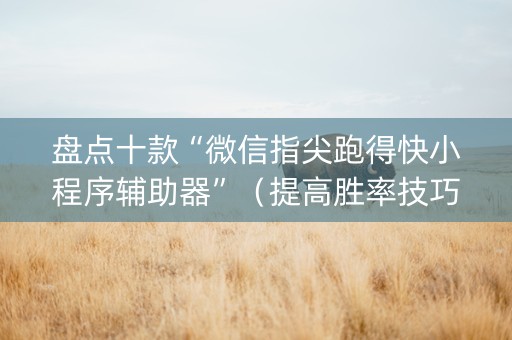 盘点十款“微信指尖跑得快小程序辅助器”（提高胜率技巧)