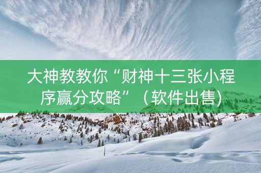 大神教教你“财神十三张小程序赢分攻略”（软件出售)