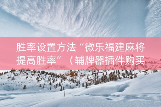 胜率设置方法“微乐福建麻将提高胜率”（辅牌器插件购买)