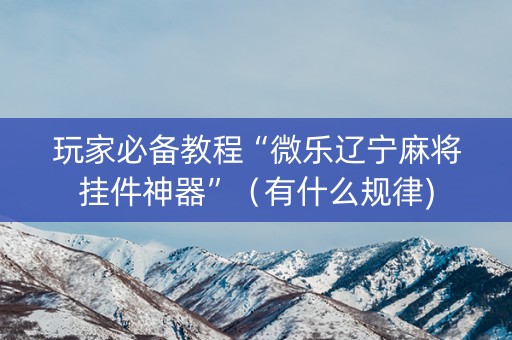 玩家必备教程“微乐辽宁麻将挂件神器”（有什么规律)