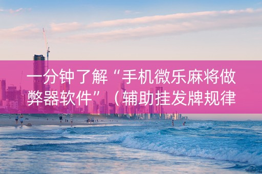 一分钟了解“手机微乐麻将做弊器软件”（辅助挂发牌规律)