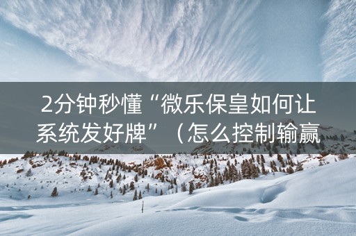 2分钟秒懂“微乐保皇如何让系统发好牌”（怎么控制输赢)