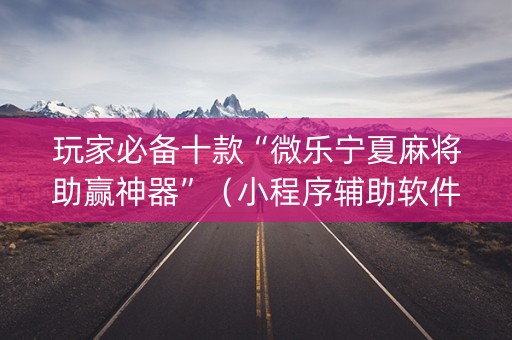 玩家必备十款“微乐宁夏麻将助赢神器”（小程序辅助软件)