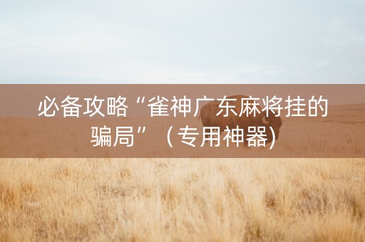 必备攻略“雀神广东麻将挂的骗局”（专用神器)