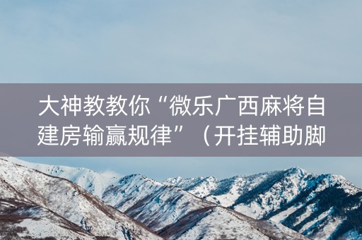 大神教教你“微乐广西麻将自建房输赢规律”（开挂辅助脚本)