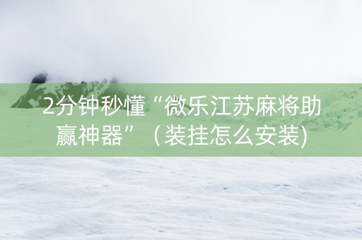 2分钟秒懂“微乐江苏麻将助赢神器”（装挂怎么安装)