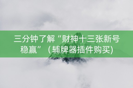 三分钟了解“财神十三张新号稳赢”（辅牌器插件购买)