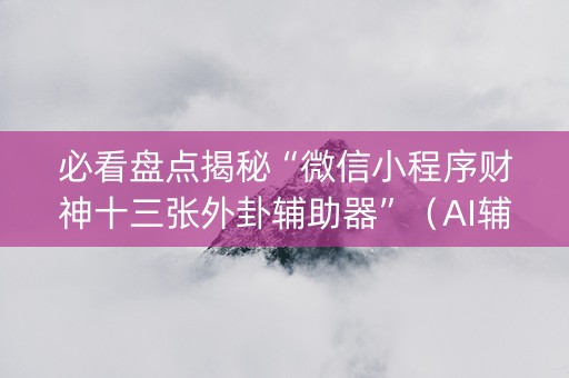 必看盘点揭秘“微信小程序财神十三张外卦辅助器”（AI辅助胡牌规则)