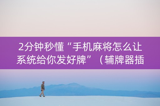 2分钟秒懂“手机麻将怎么让系统给你发好牌”（辅牌器插件购买)