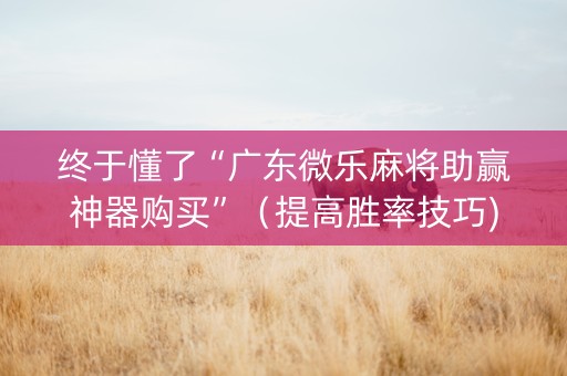 终于懂了“广东微乐麻将助赢神器购买”（提高胜率技巧)