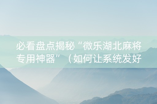必看盘点揭秘“微乐湖北麻将专用神器”（如何让系统发好牌)