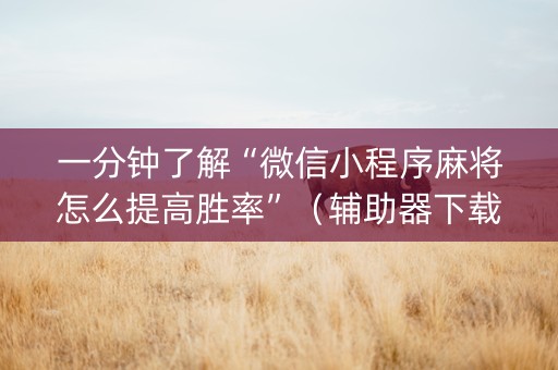 一分钟了解“微信小程序麻将怎么提高胜率”（辅助器下载)