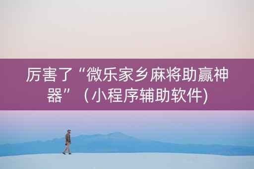 厉害了“微乐家乡麻将助赢神器”（小程序辅助软件)