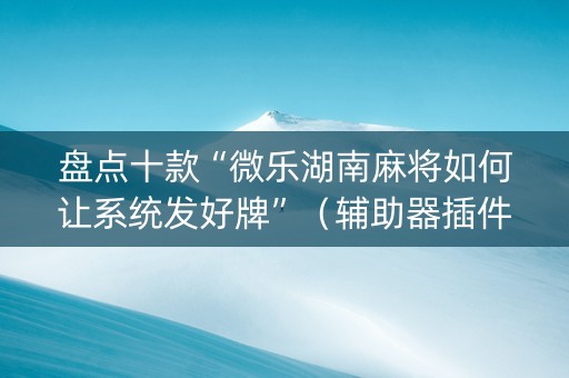 盘点十款“微乐湖南麻将如何让系统发好牌”（辅助器插件)