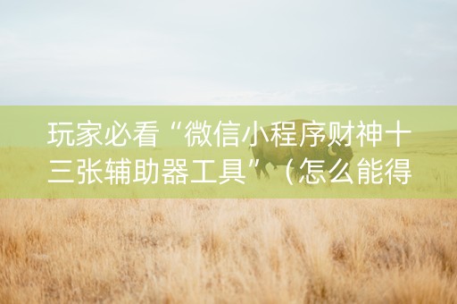 玩家必看“微信小程序财神十三张辅助器工具”（怎么能得到好牌)