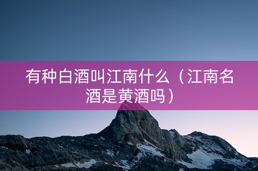 有种白酒叫江南什么（江南名酒是黄酒吗）