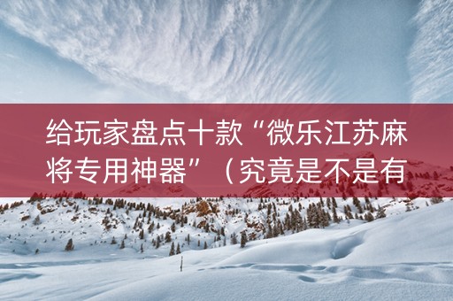 给玩家盘点十款“微乐江苏麻将专用神器”（究竟是不是有挂)