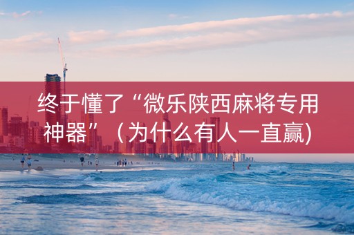 终于懂了“微乐陕西麻将专用神器”（为什么有人一直赢)