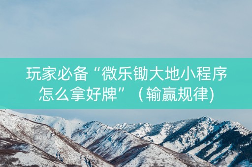 玩家必备“微乐锄大地小程序怎么拿好牌”（输赢规律)