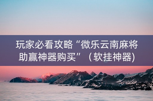玩家必看攻略“微乐云南麻将助赢神器购买”（软挂神器)