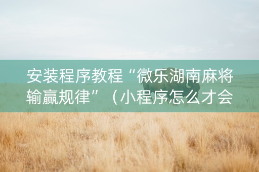 安装程序教程“微乐湖南麻将输赢规律”（小程序怎么才会赢)